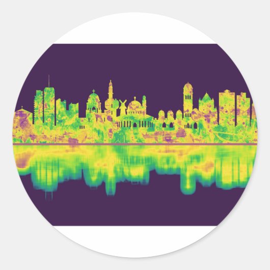Jerusalem Israel Skyline Ronde Sticker (Voorkant)