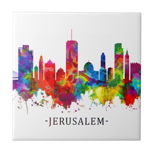 Jerusalem Israel Skyline Tegeltje (Voorkant)