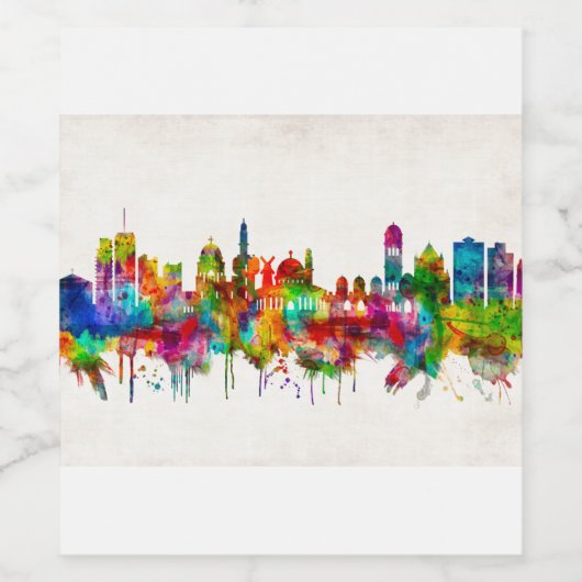 Jerusalem Israel Skyline Wijn Etiket (Enkel label)