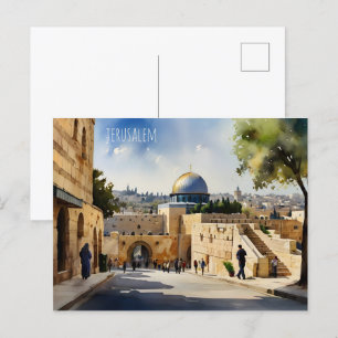 Jerusalem Israel waterverf art Briefkaart