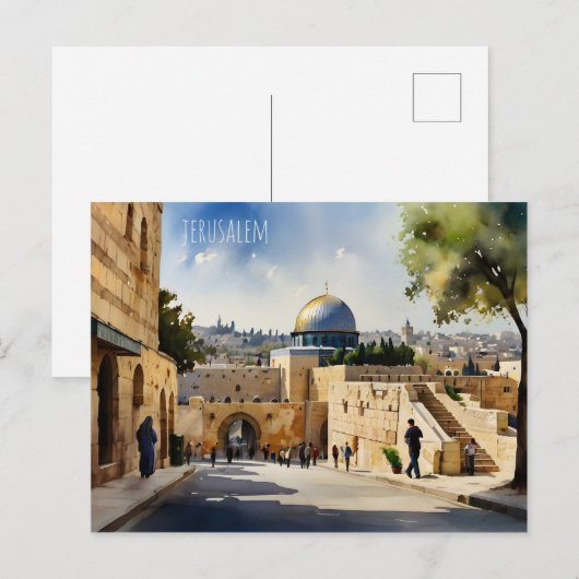 Jerusalem Israel waterverf art Briefkaart (Voorkant / Achterkant)