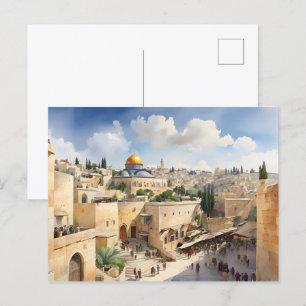 Jerusalem Israel waterverf art Briefkaart