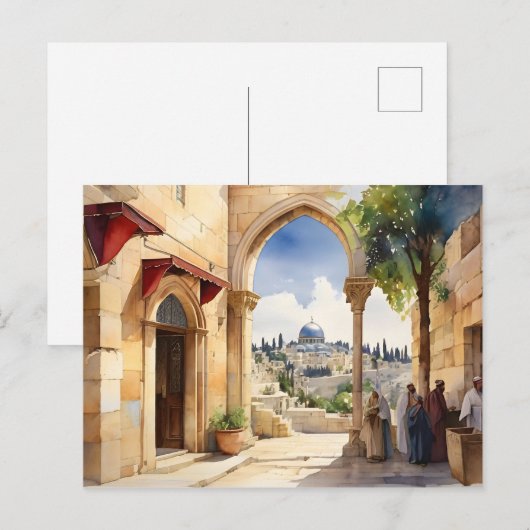 Jerusalem Israel waterverf art Briefkaart (Voorkant / Achterkant)