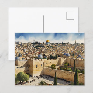 Jerusalem Israel waterverf art Briefkaart