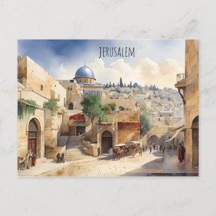 Jerusalem Israel waterverf art Briefkaart