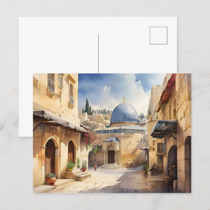 Jerusalem Israel waterverf art Briefkaart