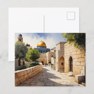 Jerusalem Israel waterverf art Briefkaart
