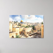 Jerusalem Israel waterverf art Canvas Afdruk (Voorkant)