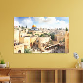 Jerusalem Israel waterverf art Canvas Afdruk (Insitu (Woonkamer))