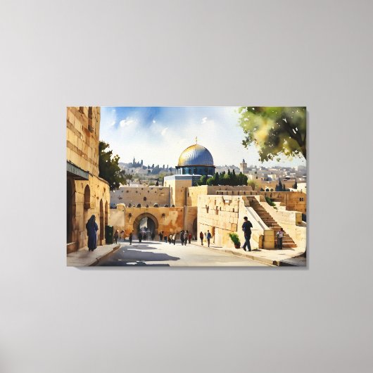 Jerusalem Israel waterverf art Canvas Afdruk (Voorkant)