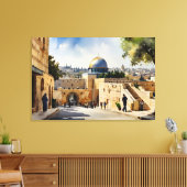 Jerusalem Israel waterverf art Canvas Afdruk (Insitu (Woonkamer))