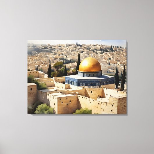 Jerusalem Israel waterverf art Canvas Afdruk (Voorkant)