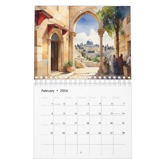 Jerusalem Israel waterverf art Kalender (Feb 2026)