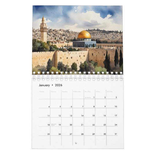 Jerusalem Israel waterverf art Kalender (Jan 2026)
