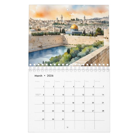 Jerusalem Israel waterverf art Kalender (Mar 2026)
