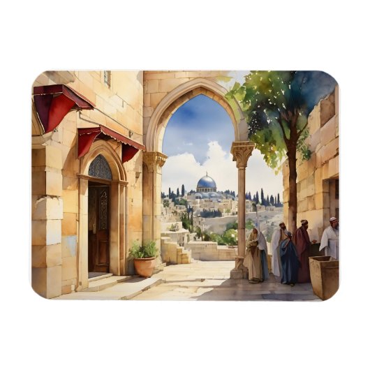 Jerusalem Israel waterverf art Magneet (Horizontaal)