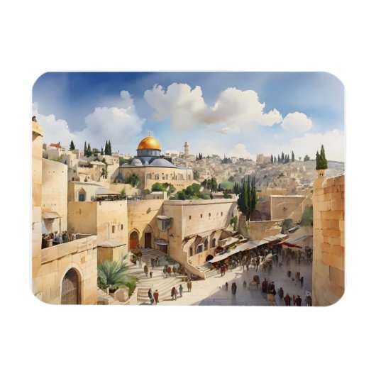 Jerusalem Israel waterverf art Magneet (Horizontaal)