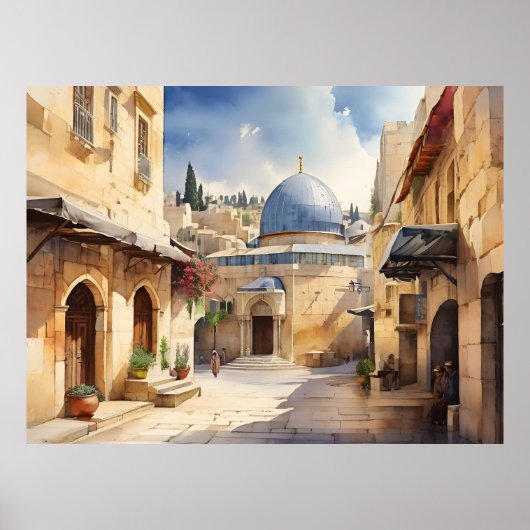 Jerusalem Israel waterverf art Poster (Voorkant)