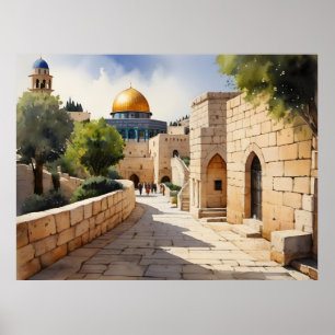 Jerusalem Israel waterverf art Poster