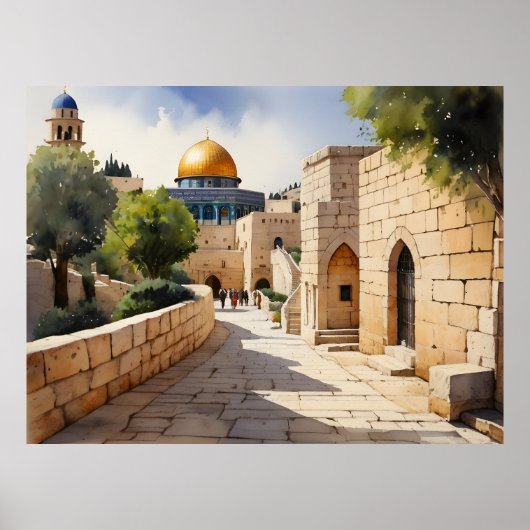 Jerusalem Israel waterverf art Poster (Voorkant)