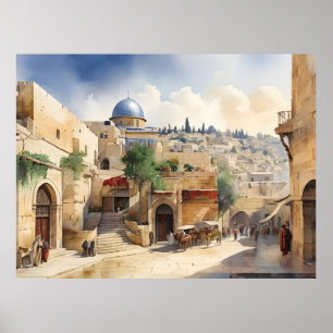 Jerusalem Israel waterverf art Poster