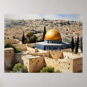 Jerusalem Israel waterverf art Poster