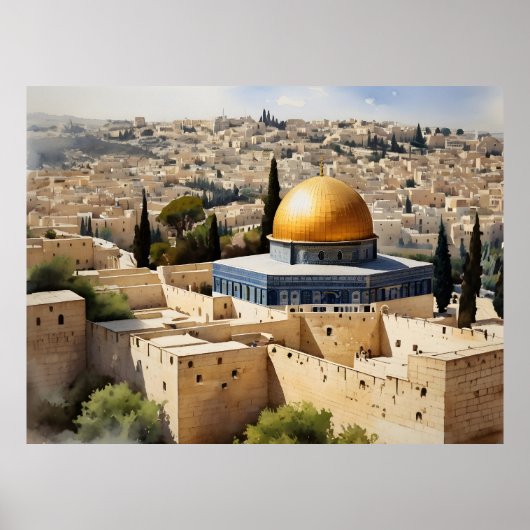 Jerusalem Israel waterverf art Poster (Voorkant)