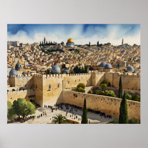 Jerusalem Israel waterverf art Poster