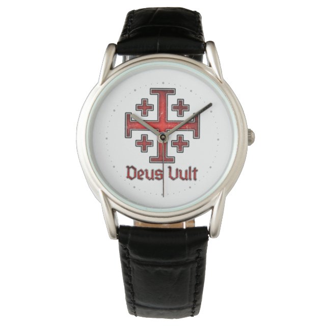 Jerusalem Knight Templar Crusader Cross Christelij Horloge (Voorkant)