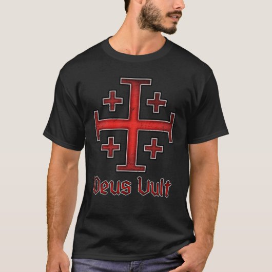 Jerusalem Knight Templar Crusader Cross Christelij T-shirt (Voorkant)