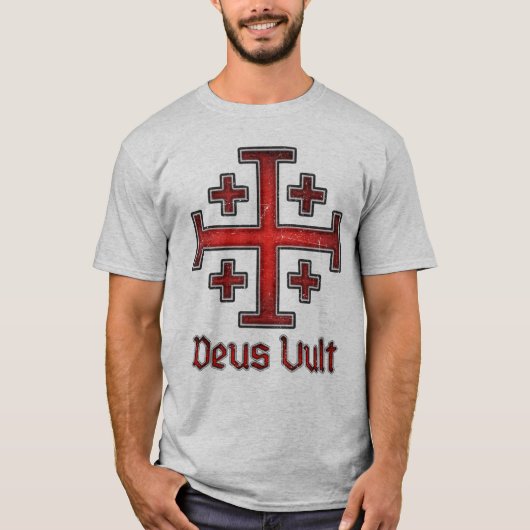 Jerusalem Knight Templar Crusader Cross Christelij T-shirt (Voorkant)