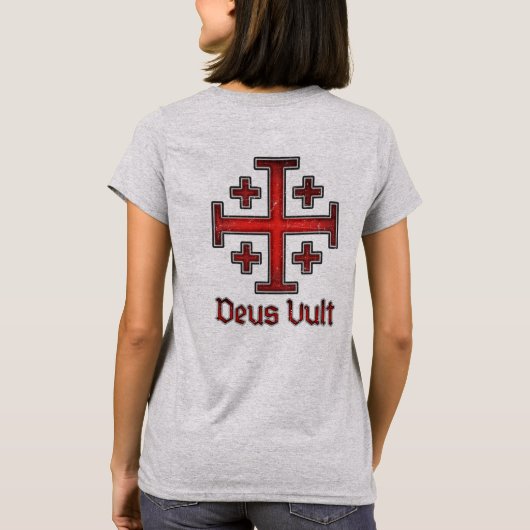 Jerusalem Knight Templar Crusader Cross Christelij T-shirt (Achterkant)