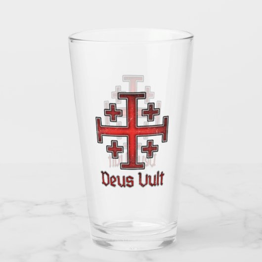 Jerusalem Knight Templar Crusader Cross Deus Vult Glas (Achterkant)