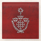 Jerusalem Knight Templar Crusader Cross Deus Vult Glazen Onderzetter (Voorkant)