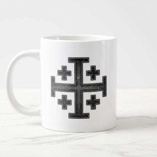 Jerusalem Knight Templar Crusader Cross Deus Vult Grote Koffiekop (Links)