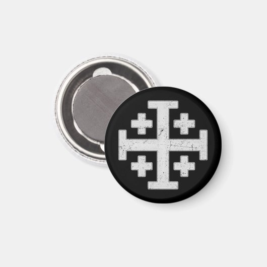 Jerusalem Knight Templar Crusader Cross Deus Vult Magneet (Voorkant / Achterkant)