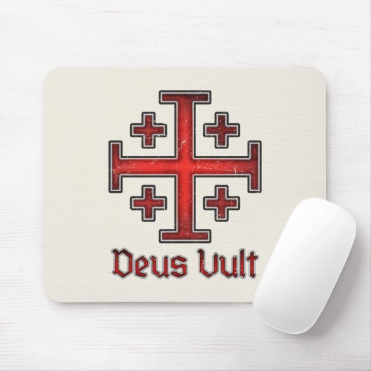 Jerusalem Knight Templar Crusader Cross Deus Vult Muismat (Met muis)