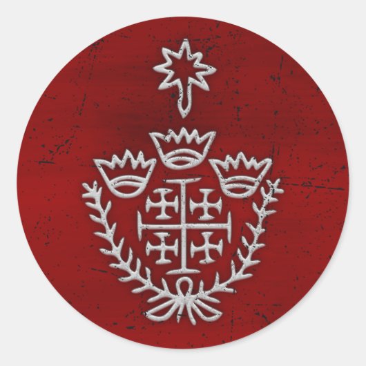 Jerusalem Knight Templar Crusader Cross Deus Vult Ronde Sticker (Voorkant)