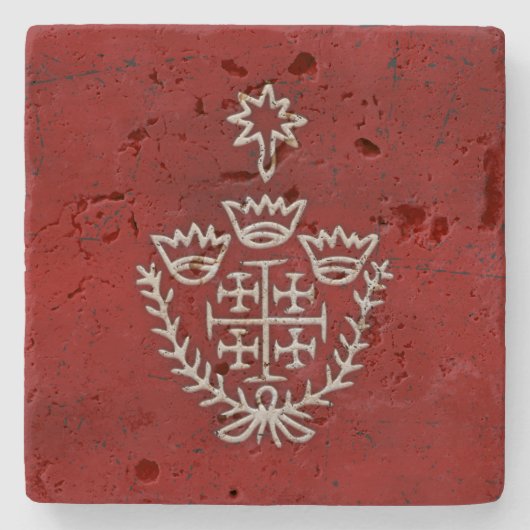 Jerusalem Knight Templar Crusader Cross Deus Vult Stenen Onderzetter (Voorkant)