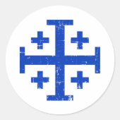 Jerusalem kruis ronde sticker (Voorkant)