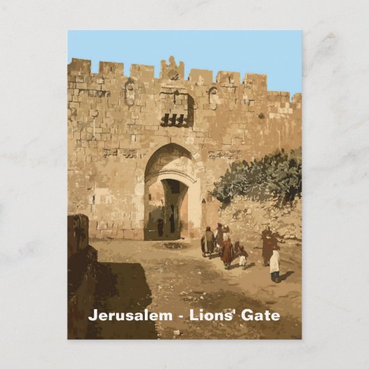 Jerusalem - Leeuwengte Briefkaart (Voorkant)