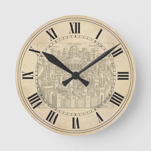 Jerusalem, Medieval Woodcut Ronde Klok (Voorkant)