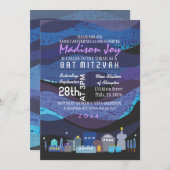 Jerusalem Musical Sky Bar Bat Mitzvah Uitnodiging (Voorkant / Achterkant)