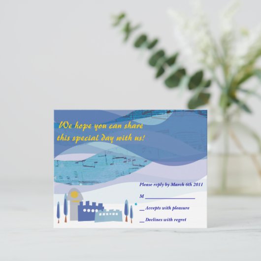 Jerusalem Musical Sky Bar Bat Mitzvah Uitnodiging (Staand voorkant)