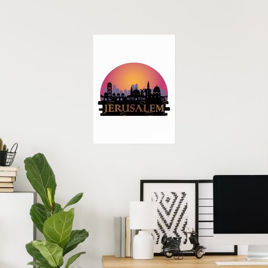 Jerusalem Old City Skyline - Israel Travel Poster (Thuiskantoor)