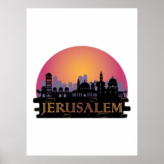 Jerusalem Old City Skyline - Israel Travel Poster (Voorkant)