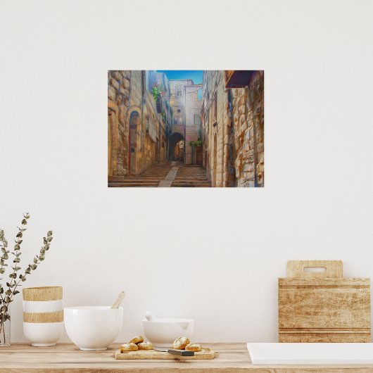 Jerusalem Old Street David City Israel Fine Art Poster (Keuken)