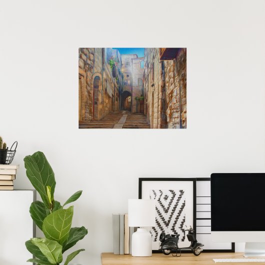Jerusalem Old Street David City Israel Fine Art Poster (Thuiskantoor)