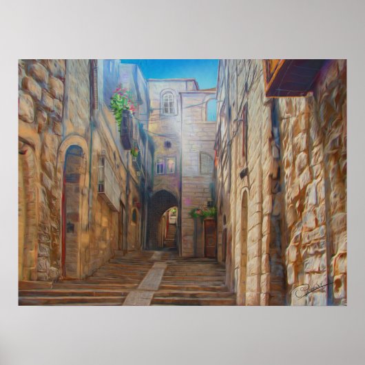 Jerusalem Old Street David City Israel Fine Art Poster (Voorkant)