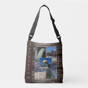 Jerusalem Palestine Architecture Collage Mosques Crossbody Tas
